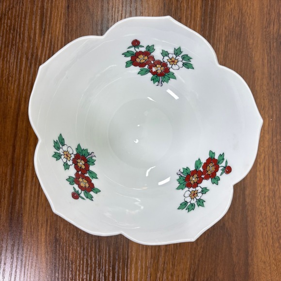 Imari Porcelain Bowl Hand Painted 7" Diameter Gold Trim Scalloped Edge Vintage - Picture 3 of 7